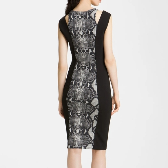 Balmain Python Print Ruched Bodycon Dress Pure Virgin Wool Blend - Picture 2 of 11